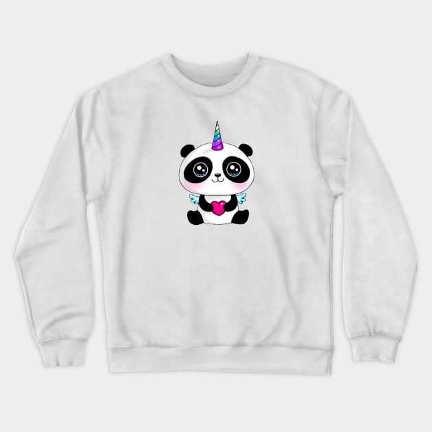 Kawaii Panda Unicorn Sticker Crewneck Sweatshirt by Illume Stickers